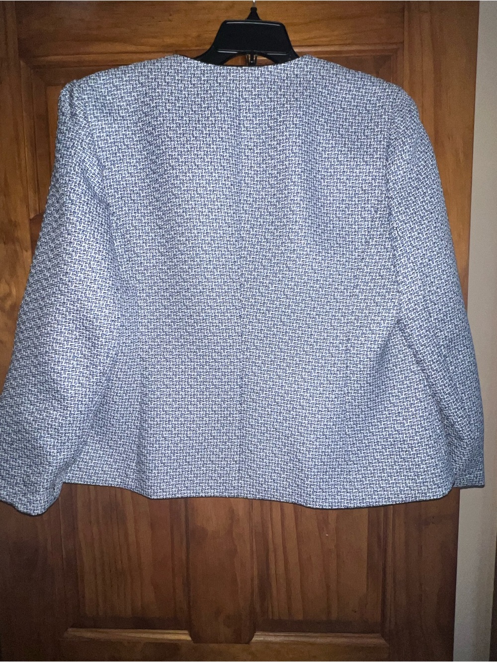 Le Suit Blue and Black Tweed Blazer with Black Trim - Picture 3 of 5